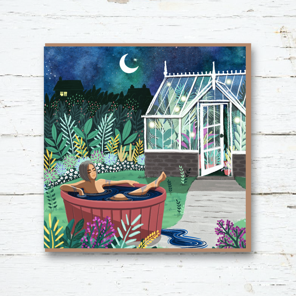 Moon Bath Greetings Card