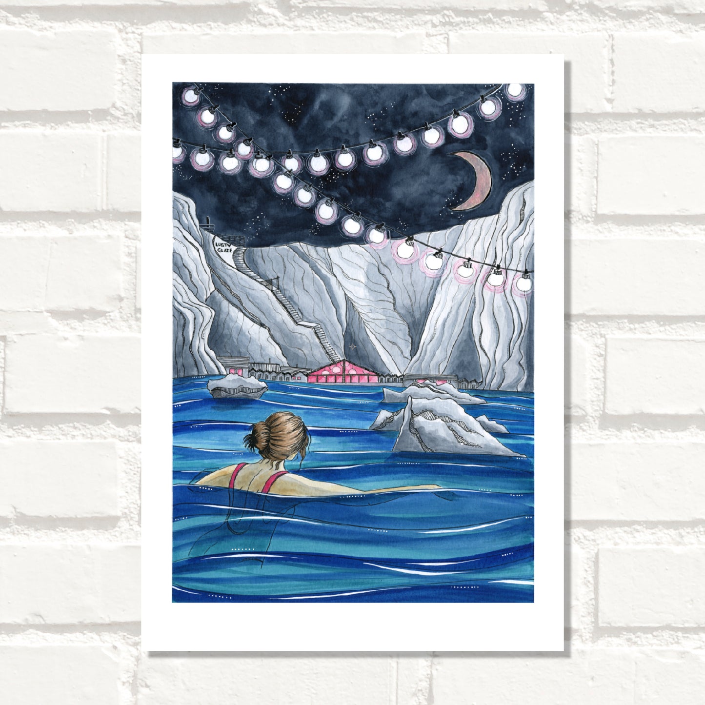 Crescent Moon Swim @ Lusty Glaze - A3 Hand Finished Print