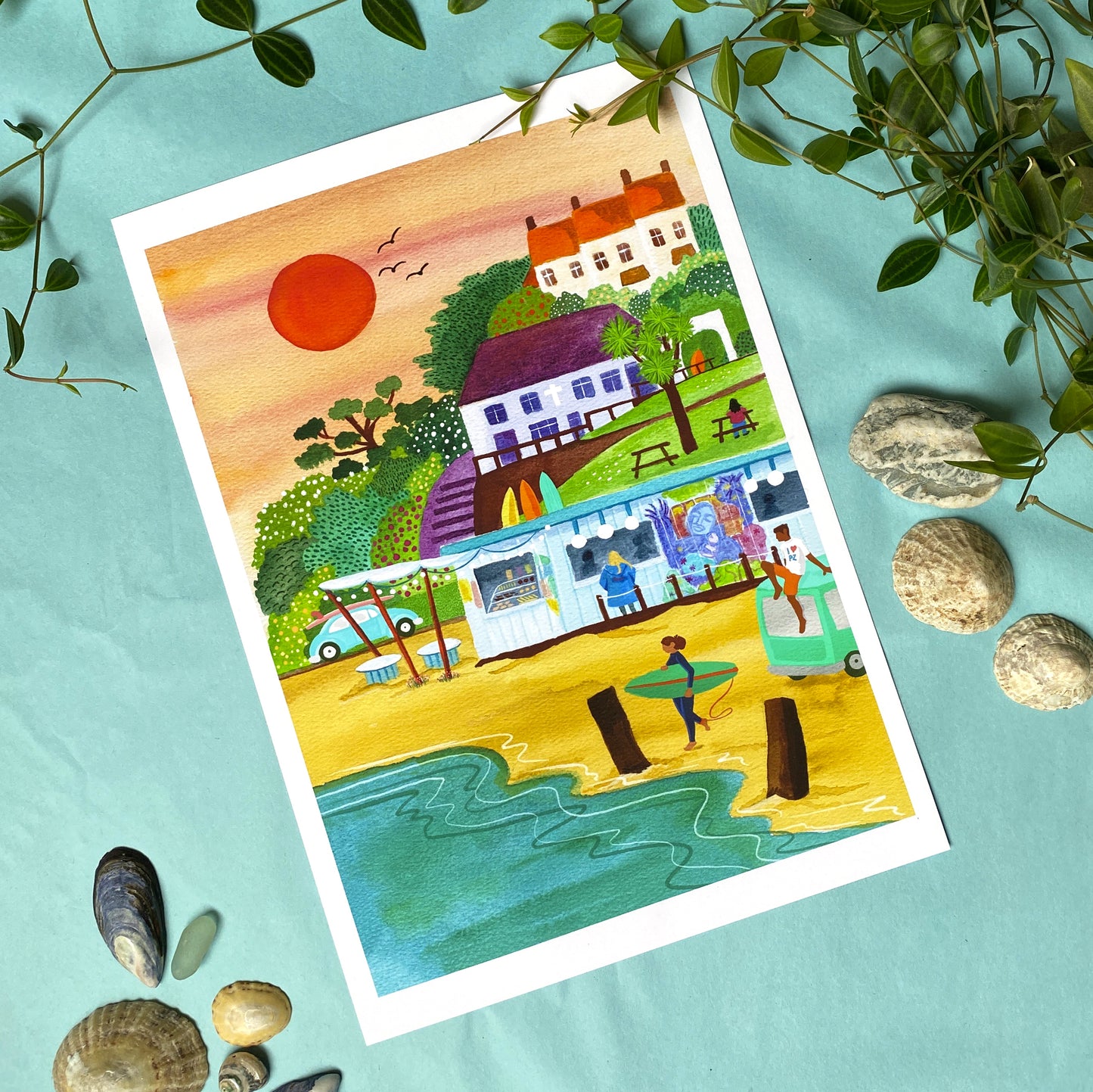 Cornwall Studios Art Print - I Heart Polzeath, Cornwall