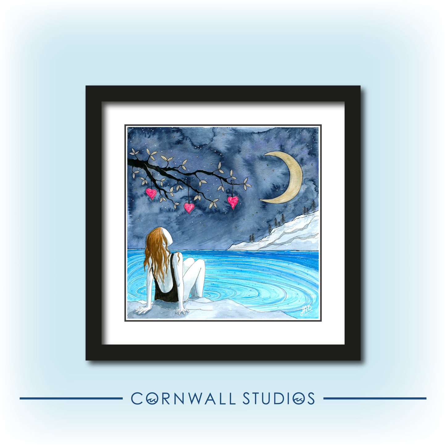 Moonlit Love Swim Giclee Art Print