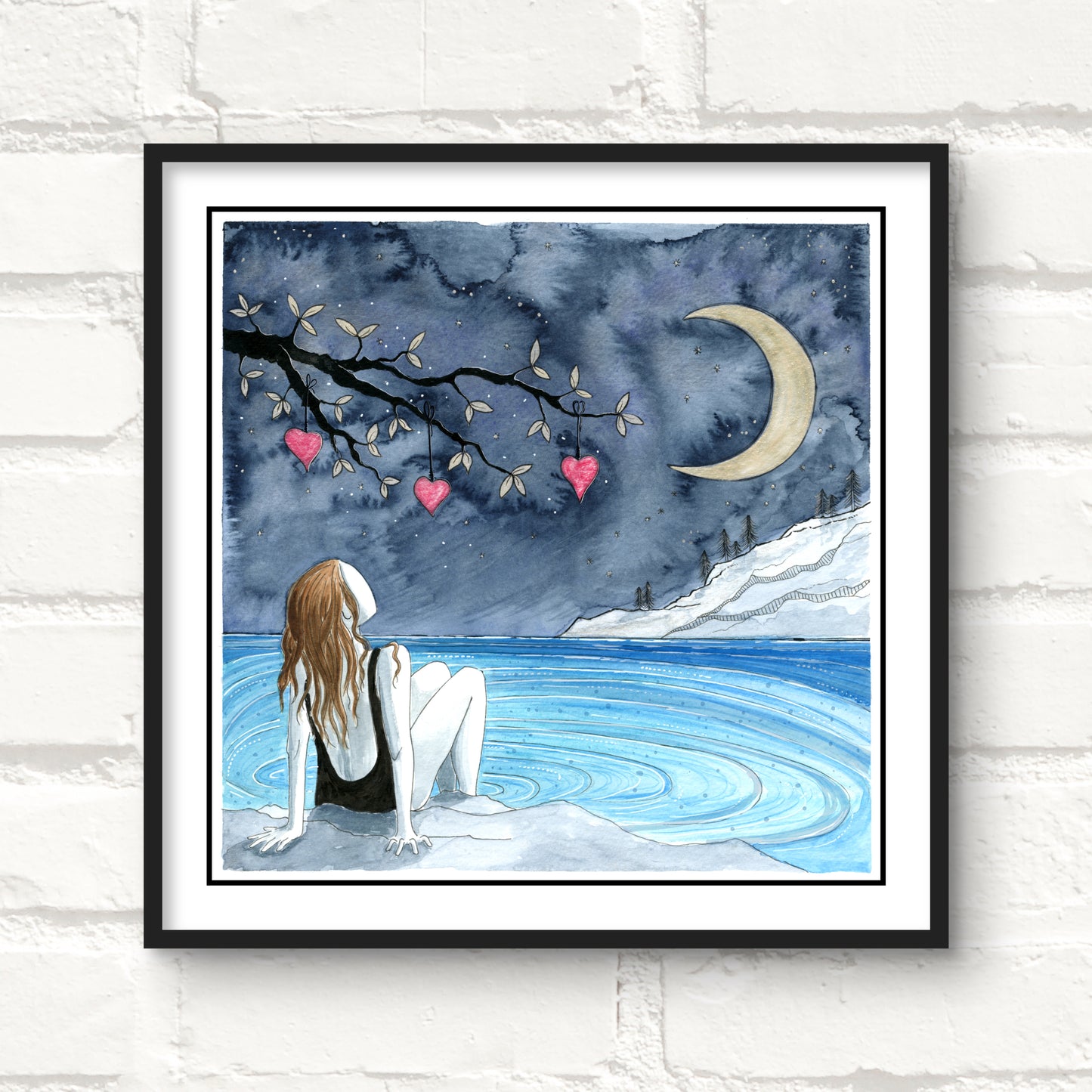Moonlit Love Swim Giclee Art Print