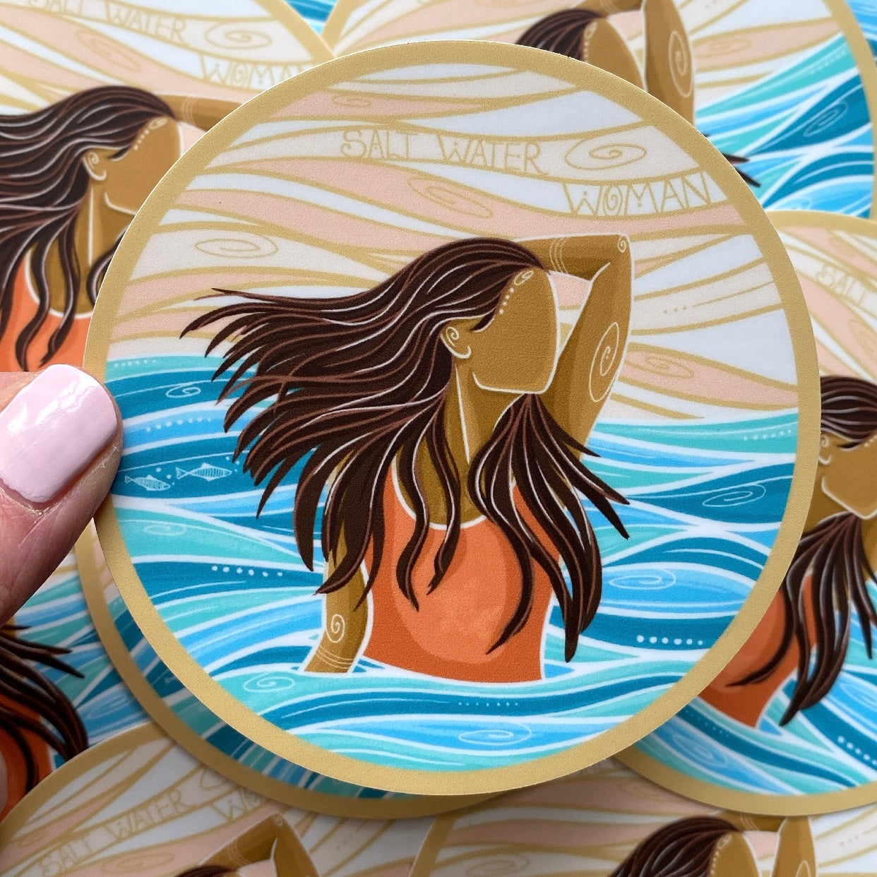 Salt Water Woman Sticker Peach