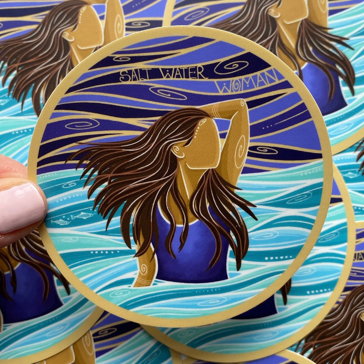 Cornwall Studios Salt Water Woman Wild Swimming Sticker