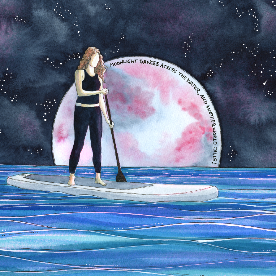 Moonlit Paddle Giclee Art Print