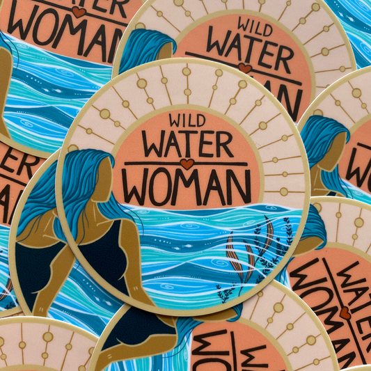 Wild Water woman Wild Swimming Sticker - Peach