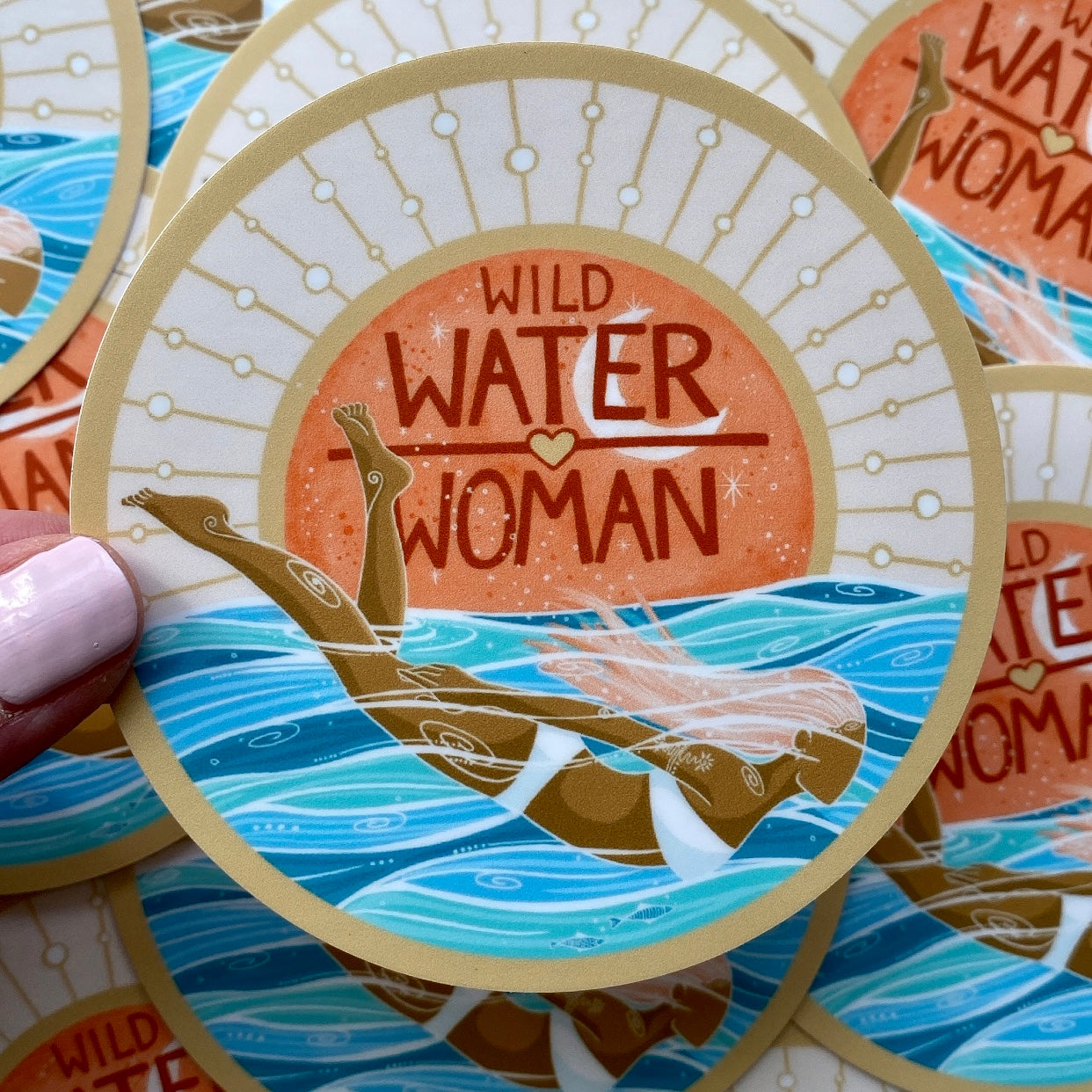Wild Water Woman Sticker - Midnight Sun - Peach