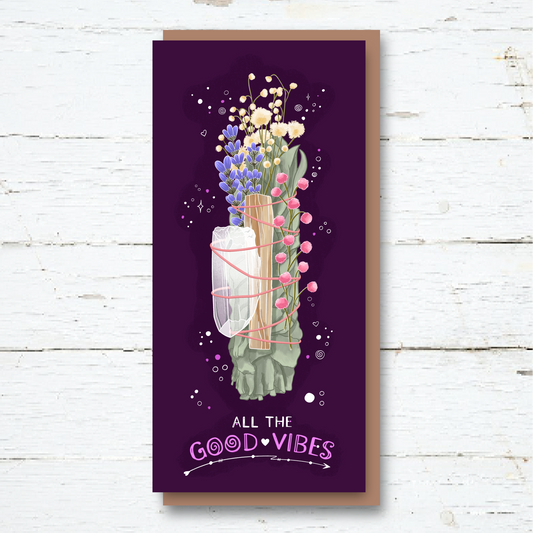 Smoke Stick, Smudge Stick Greetings Card, All the good vibes!