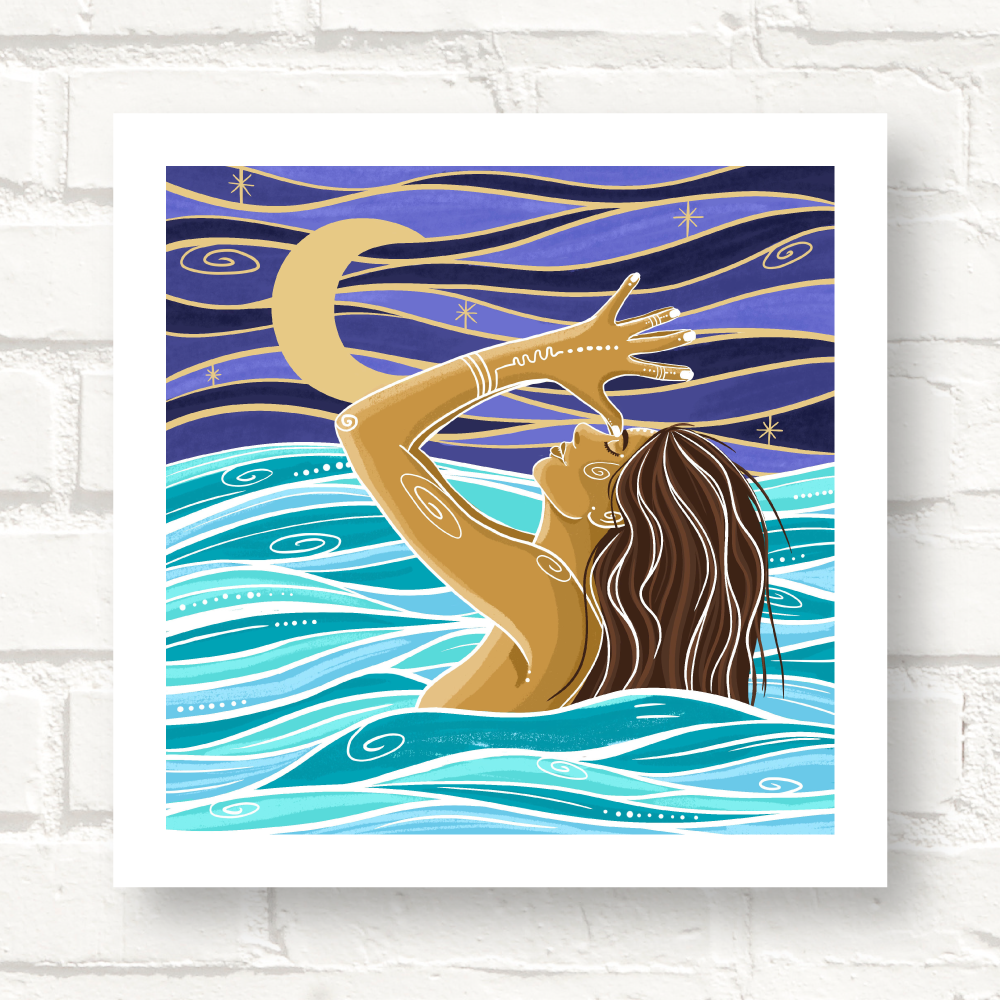 Cornwall Studios Wild Swimming Art Print - Awakening Seas