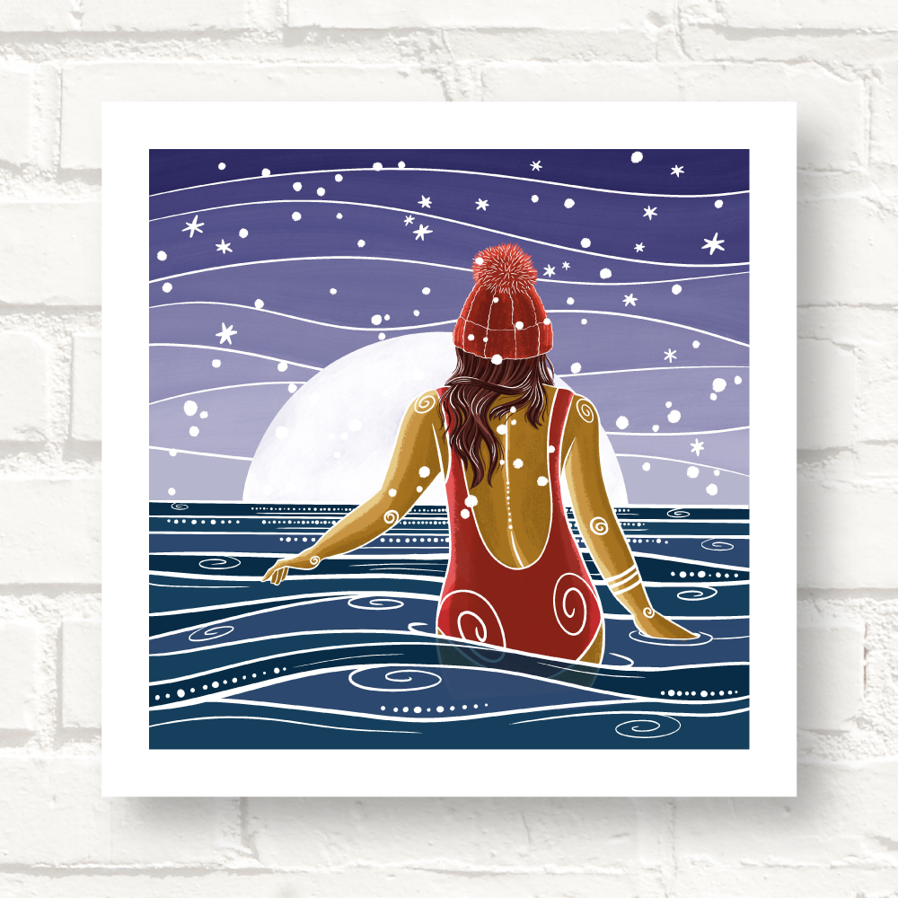 Cornwall Studios Cold Water Dreaming Sea Swimming Art Print