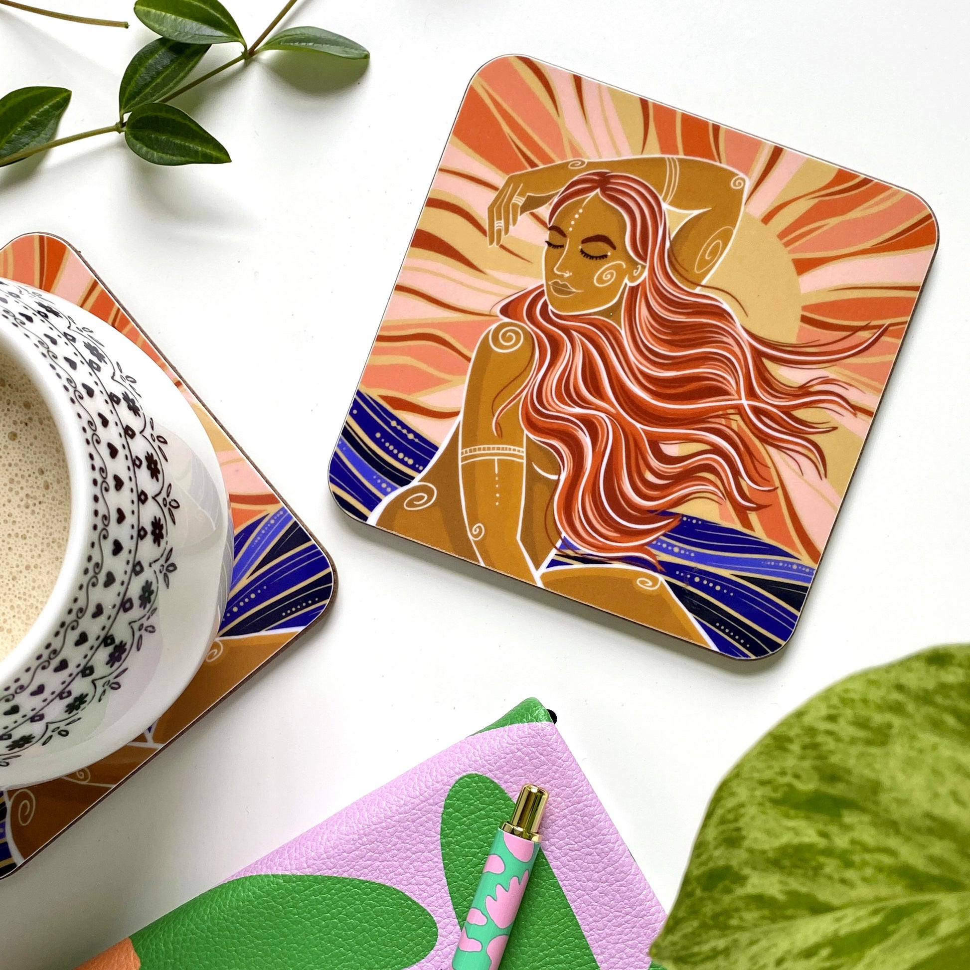 Cornwall Studios - Wild Swimming Coaster - She Is the Fire design
