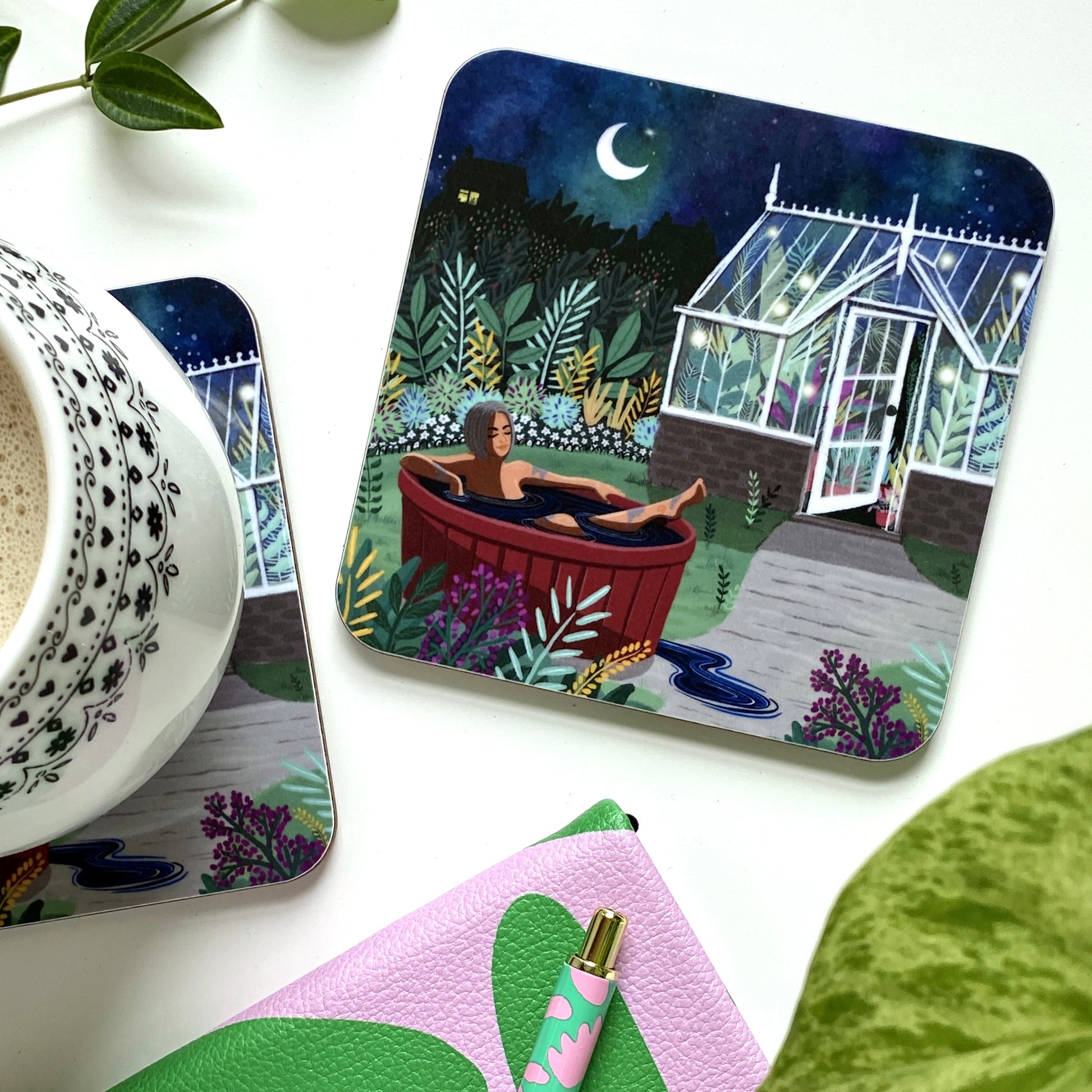 Garden Ice Bath - Cornwall Studios Wild Swimming Melamine Coaster