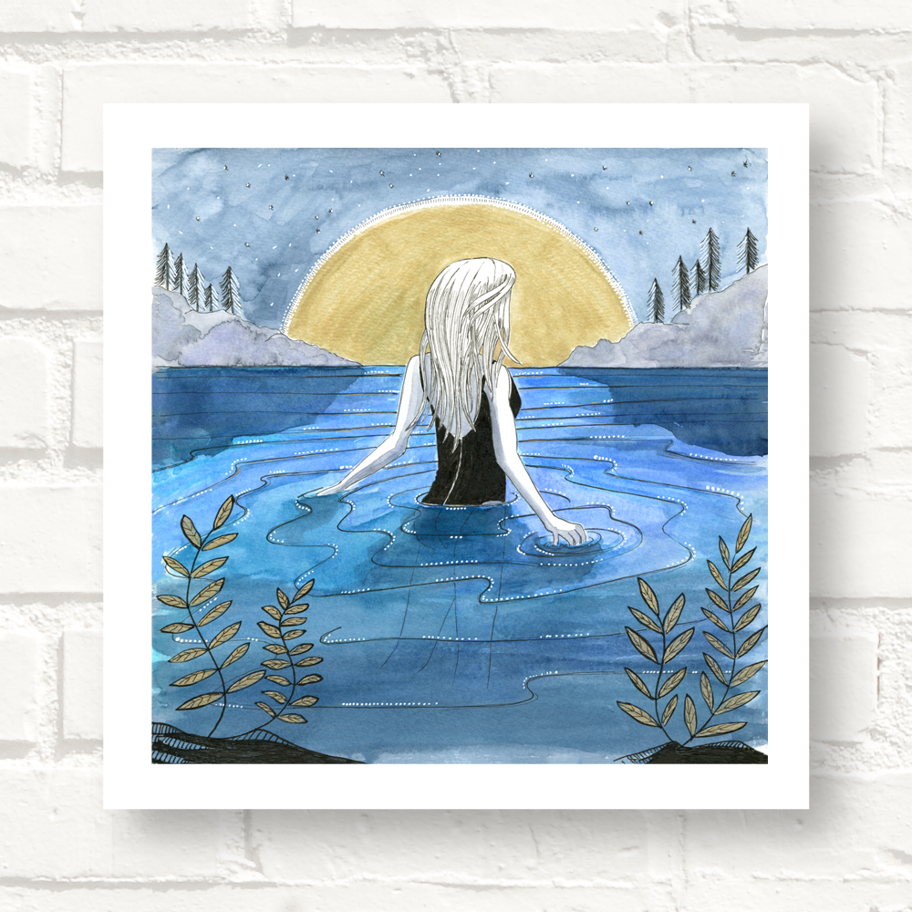 Cornwall Studios - Wild Moon Swim Art Print