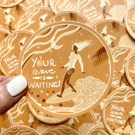 Cornwall Studios - Your Wave Is Waiting Surf Sticker