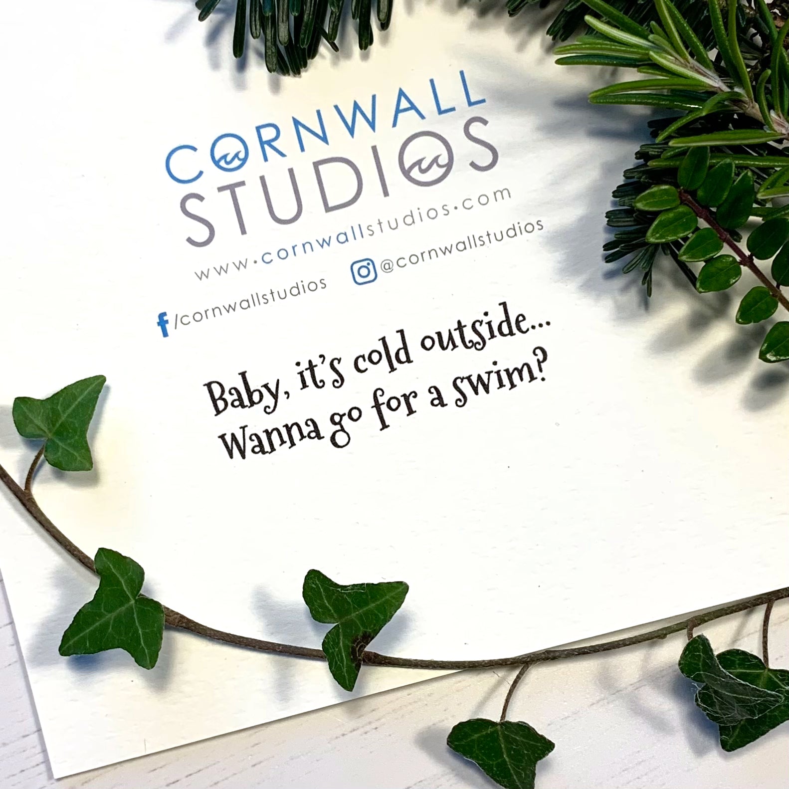 Cold Water Swimming Christmas Card back text