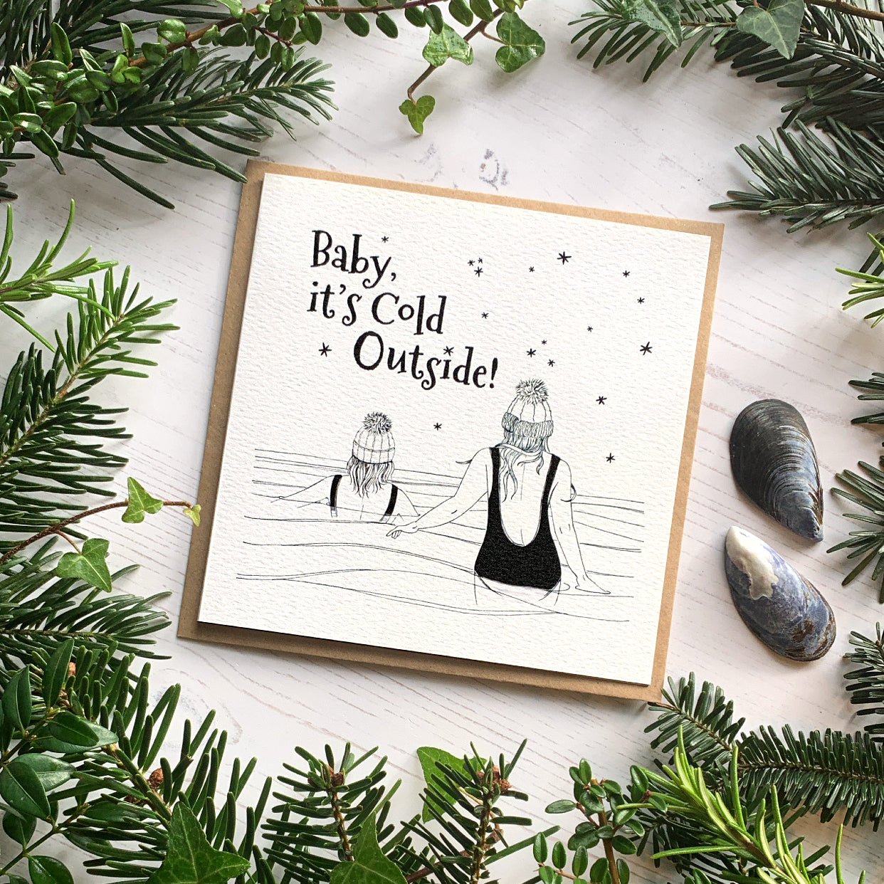 Cold Water Swimming Christmas Card