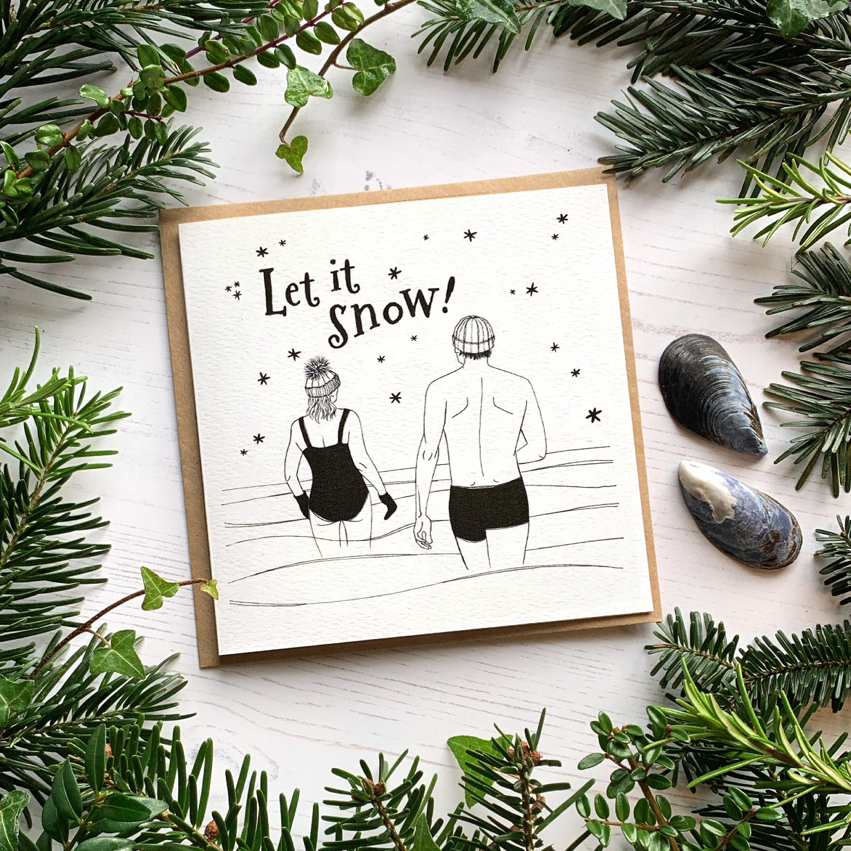 Wild Swimming Christmas Card - Man and Woman
