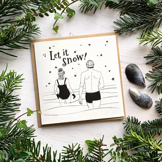 Wild Swimming Christmas Card - Man and Woman