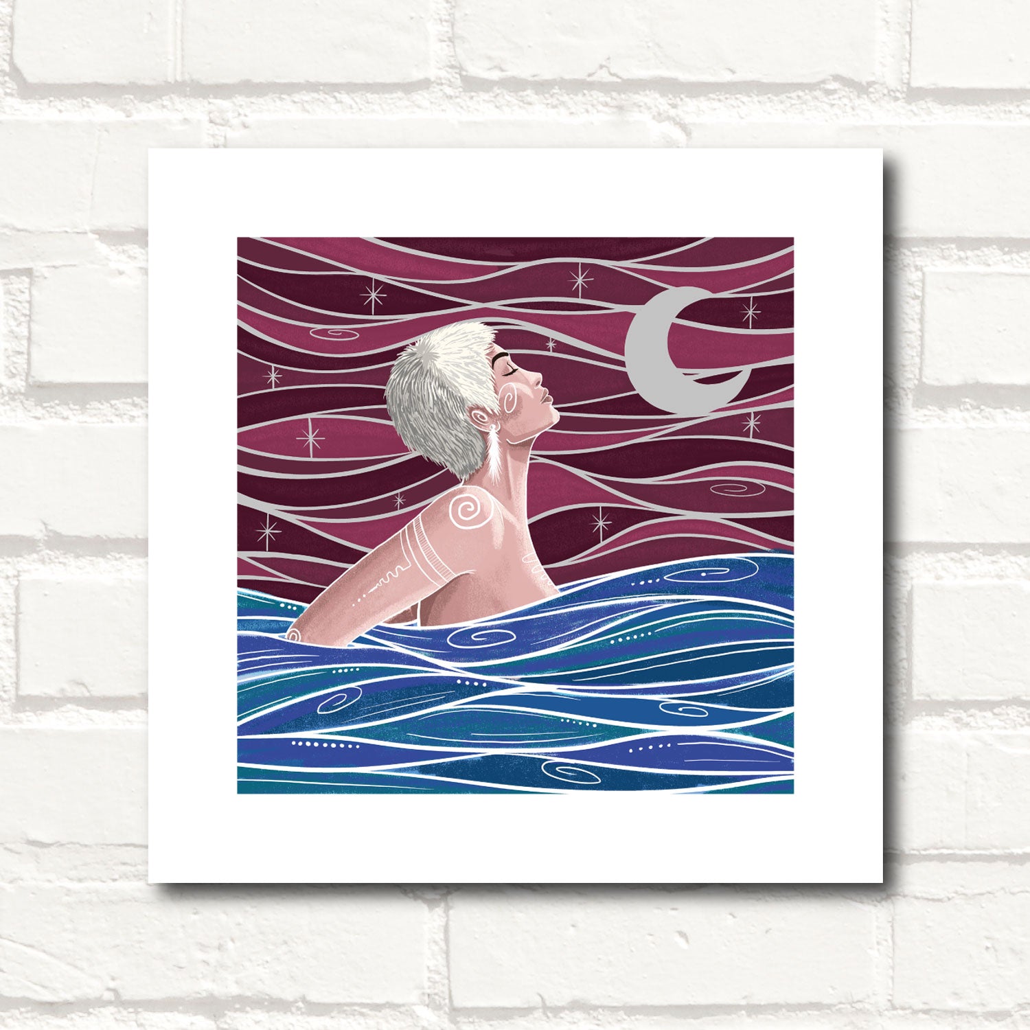 Cornwall Studios| Cold Water Swimmer in the waves Art Print