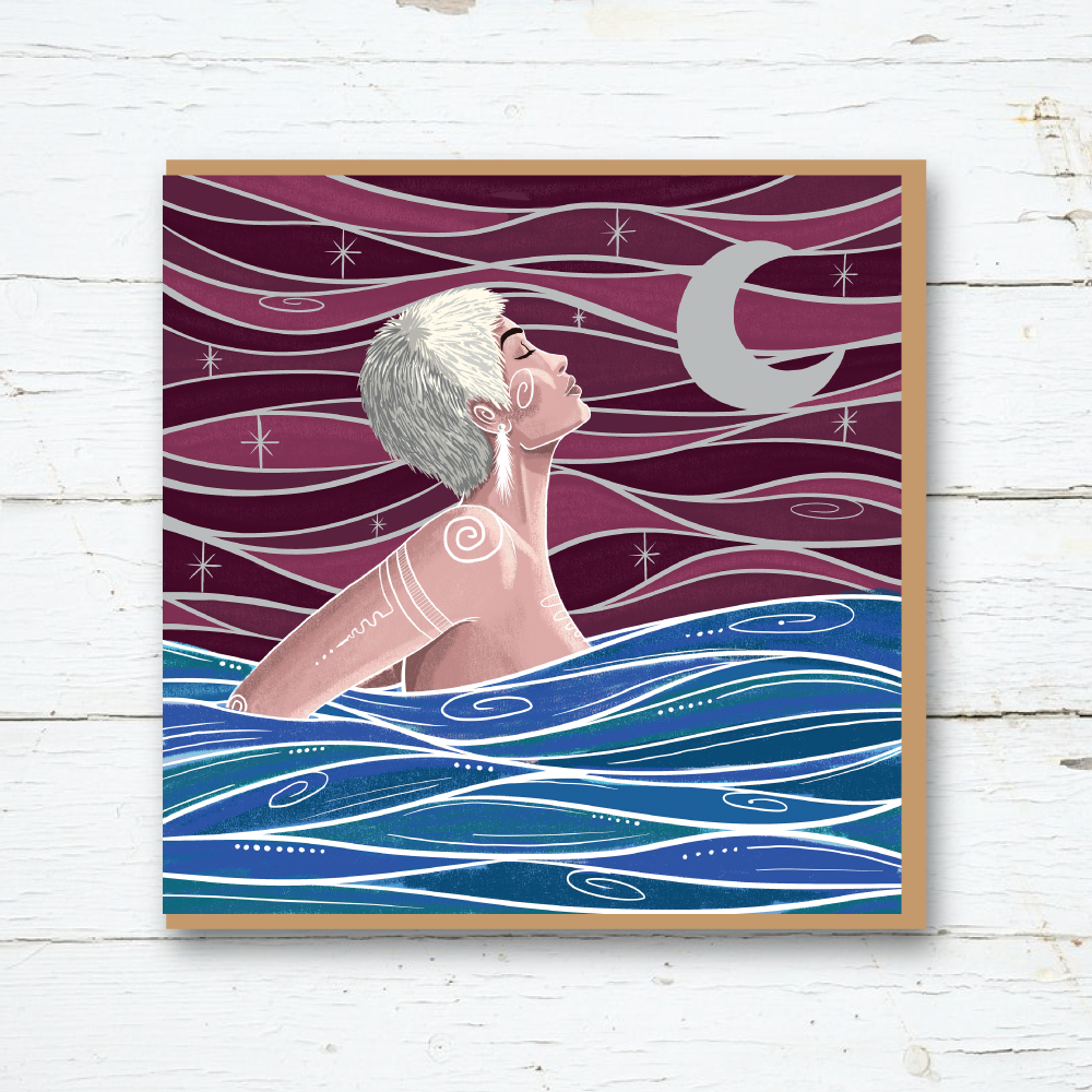 Cornwall Studios Wild Swim Card Short Hair blonde woman