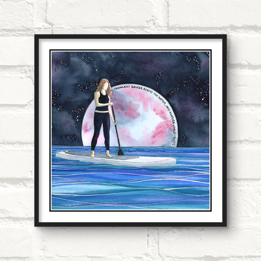 Moonlit Paddle Giclee Art Print