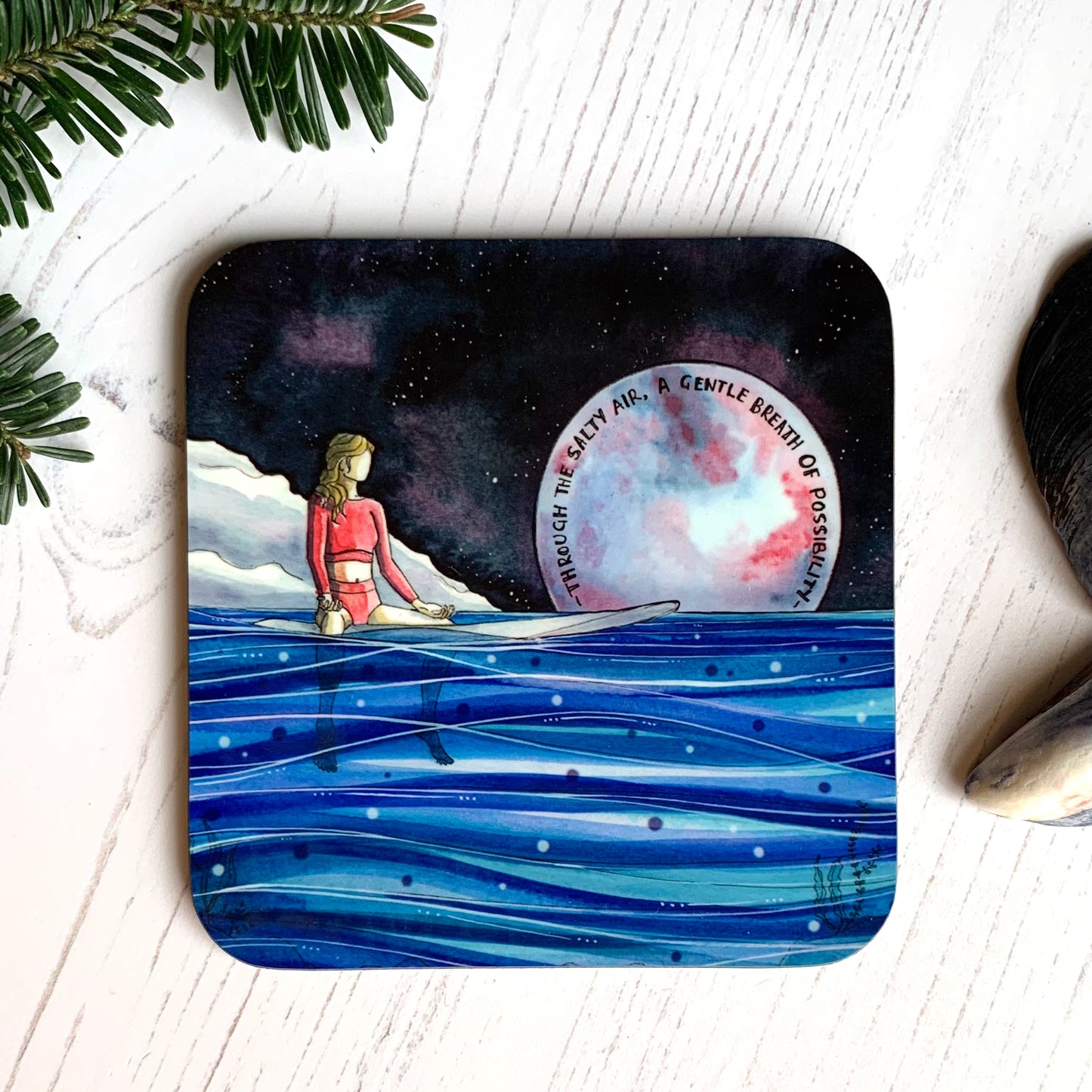 Surf Girl Coaster - Full Moon Possibility