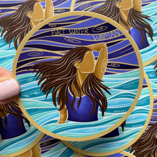 Cornwall Studios Salt Water Woman Wild Swimming Sticker