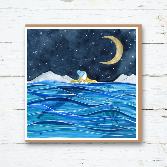 Starry Night Swim - Wild Swimming Greetings Card
