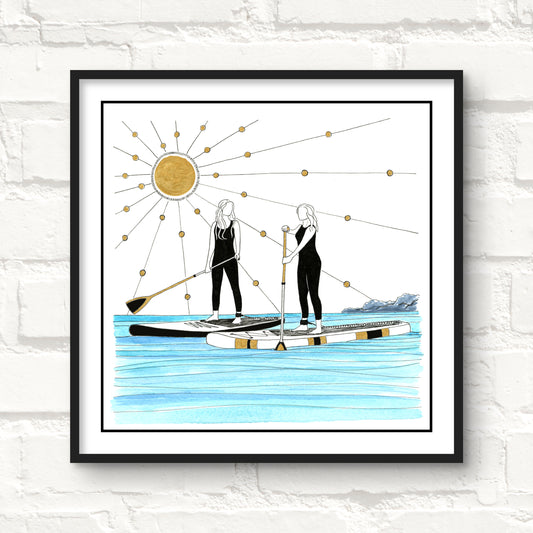 Summer Paddle Giclee Art Print - Hand Finished