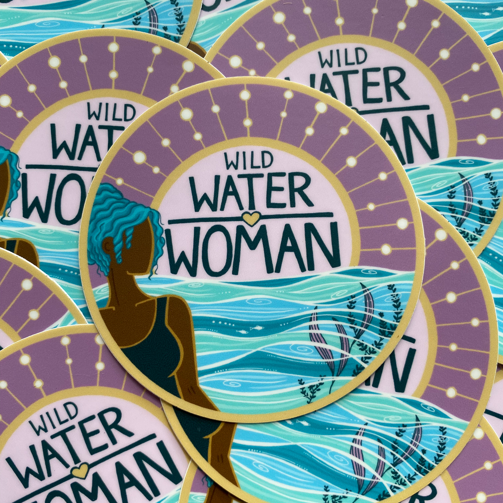 Wild Water woman Wild Swimming Sticker - Purple