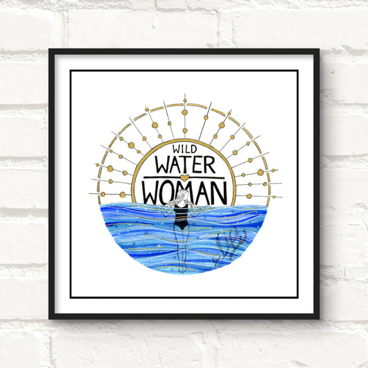 Wild Water Woman Giclee Art Print - Hand Finished